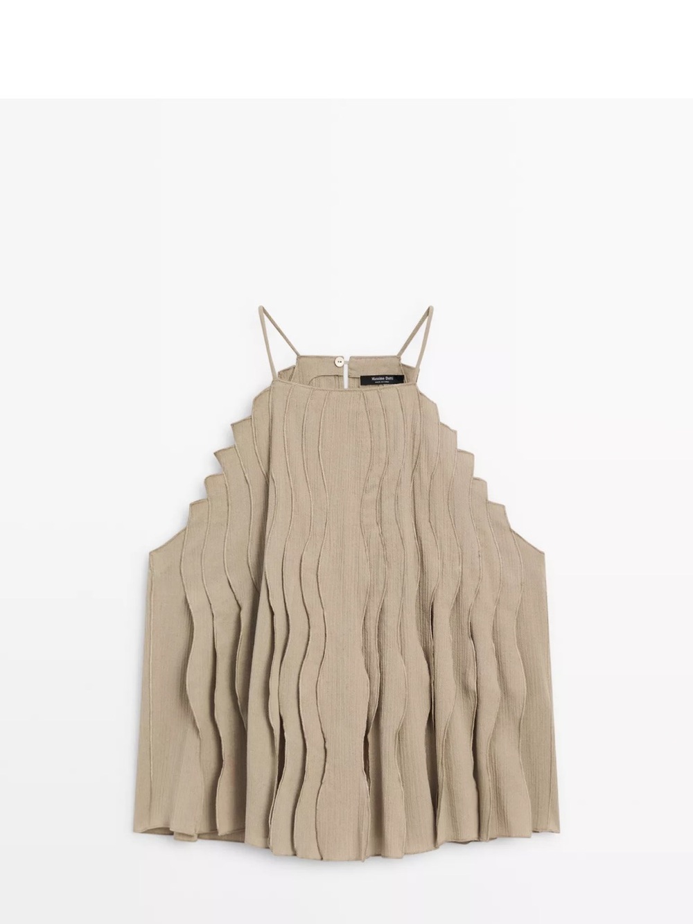 Massimo Dutti Sculpted Wave-Textured Halter Top in Beige